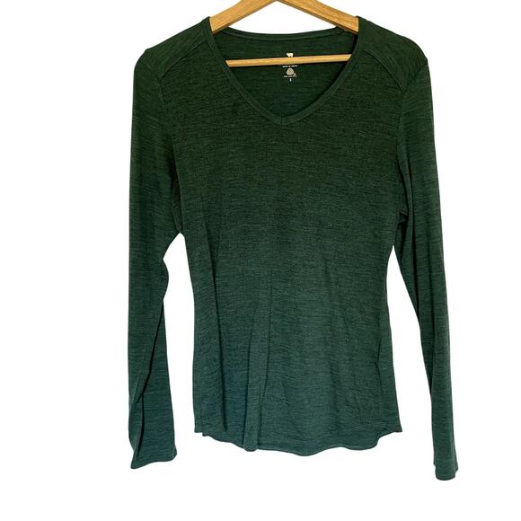 Segments merino wool teal turquoise long sleeved v-neck sweater women's size S - Picture 1 of 5